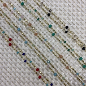 Colorful faceted natural stone and copper bead chain for DIY necklaces and bracelets