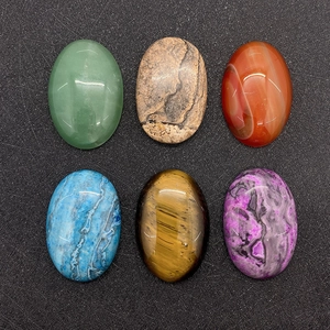 Natural Stone Oval Cabochon Polished Tiger Eye Green Aventurine Red Agate Flatback Beads For DIY Jewelry Making Crafts