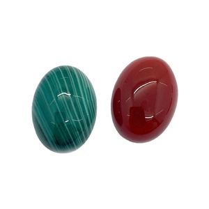 Cabochon ovali in malachite naturale e agata rossa per creazione di gioielli fai-da-te