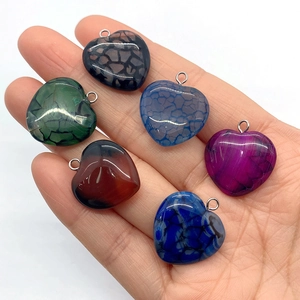 20mm natural striped agate heart pendants in various colors for DIY jewelry making