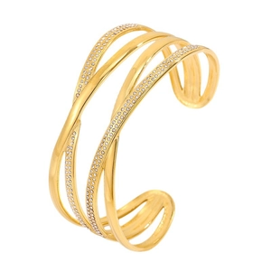 Bracciale rigido multistrato dorato con micro cristalli incastonati dal design moderno chic