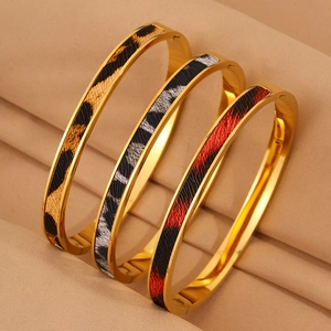Mode Edelstahl Leopardenmuster Armreif Vergoldet Tiermuster Scharnier Armband Vintage Schmuck Für Damen Geschenk