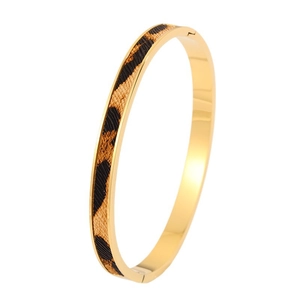 Goldenes Edelstahl-Armreif mit Leopardenmuster für elegante Damen im Vintage-Stil