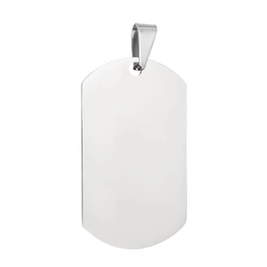 Polished stainless steel dog tag pendant with blank surface for custom engraving