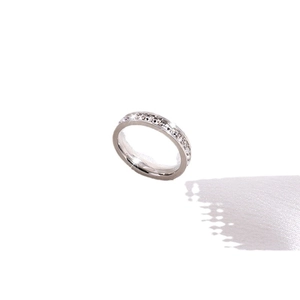 Titanium steel eternity band ring with sparkling crystals for women in minimalist style