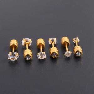 Minimalistische Titanstahl Zirkon Ohrstecker Für Damen Herren Vier Krallen Gold Silber Zirkonia Barbell Schraubverschluss Schmuck