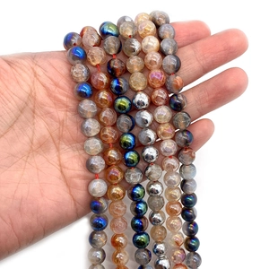 Polished faceted dragon vein agate beads in vibrant mixed colors for jewelry making