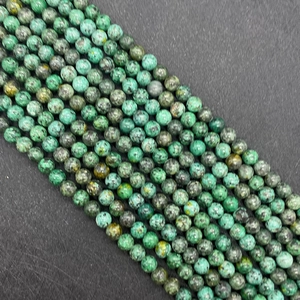 Natural African Turquoise Round Loose Beads For DIY Necklace Bracelet Jewelry Making Spotted Green Jasper Stone Round Ball Beads