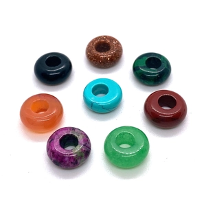 Set of 8 natural gemstone ring beads for DIY jewelry making in various polished colors
