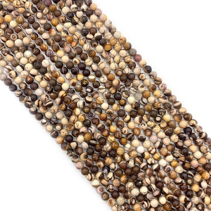Perles rondes en pierre zébrée naturelle avec motifs marbrés pour bijoux DIY