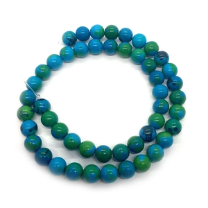 Natural phoenix stone loose round beads with unique blue-green patterns for DIY jewelry