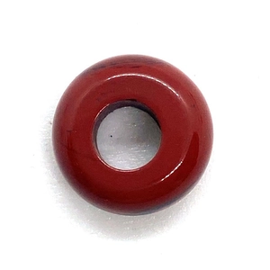 Deep red round stone bead with center hole for DIY jewelry making and necklaces