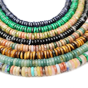 Polished natural malachite and gemstone rondelle beads for DIY jewelry making