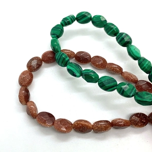 Gefacetteerde 6x8mm ovale malachiet en goudsteen kralen voor DIY ketting armbanden
