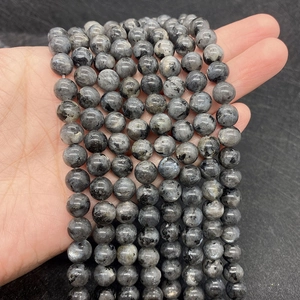Filo di perle tonde in labradorite naturale con riflessi blu e oro per gioielli
