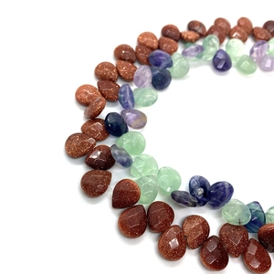 Perles goutte en pierre naturelle facettée multicolores pour création de bijoux