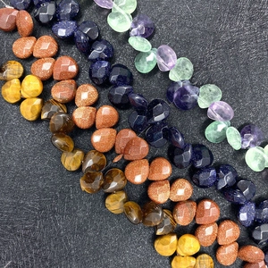 Pierres Naturelles Perles Facettées en Goutte 8x12mm Forme de Cœur Perles en Vrac pour Collier Bracelet DIY Accessoires de Bijouterie