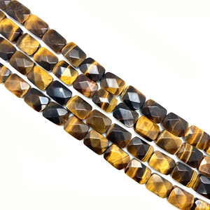 Faceted tiger eye stone rectangle beads strands for DIY jewelry and necklace making