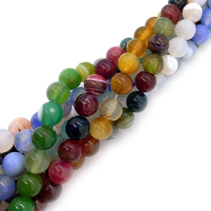 Gepolijste 6-10mm gekleurde zijde- en drakenader agaat kralen voor DIY-sieraden maken