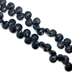 Facettierte schwarze Onyx-Tropfenperlen für DIY-Schmuckherstellung 8x12mm Strang