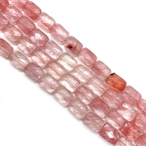 Pink faceted rectangular Indian Agate gemstone beads for DIY jewelry making