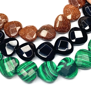 Cuentas de Piedra Natural en Forma de Corazón Facetadas Pulidas de Cristal Semiprecioso Tiras para Fabricación de Joyas DIY Collares Accesorios