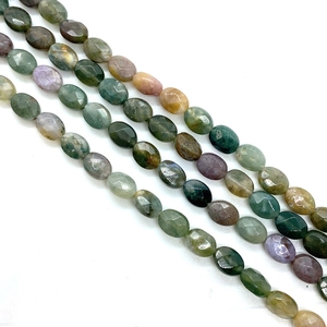 Perles en agate indienne facettée de forme ovale aux couleurs mixtes pour bijoux DIY