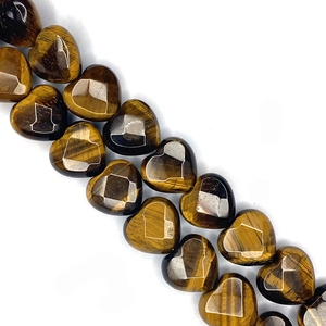 Polished heart-shaped Tiger Eye stone beads with golden luster for DIY jewelry