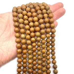 Perle tonde naturali in pietra venata gialla per collane fai-da-te e gioielli