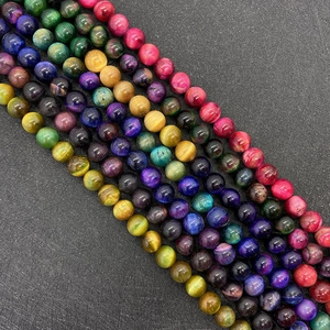 Pierre Oeil de Tigre Naturelle Perles en Vrac Rondes Effet Oeil de Chat Pour Fabrication Bijoux DIY Collier Bracelet Accessoire Diverses Tailles