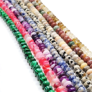 Natural 4x6mm flat round agate and malachite stone beads for DIY necklace jewelry making