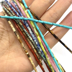 Handheld 2x4mm cylinder natural stone beads including turquoise and lapis for DIY jewelry