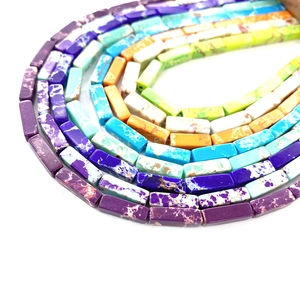 Natural white turquoise rectangle tube beads with colorful marble texture for DIY jewelry