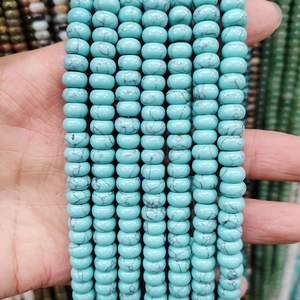 Blue turquoise style abacus beads with black veins for DIY jewelry making