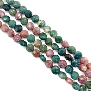 Cuentas facetadas de piedra natural redondas planas de colores para joyería DIY