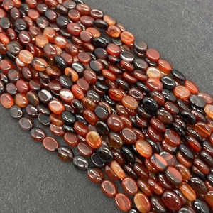 Perles Ovales en Agate Rouge Naturelle Perles en Vrac en Pierre Précieuse Plate Pour Accessoires de Bijoux DIY Femme Homme