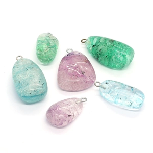 Pendentif en Pierre Naturelle Irrégulière Craquelée Cristal pour la Fabrication de Bijoux DIY Breloque en Pierre Polie pour Collier