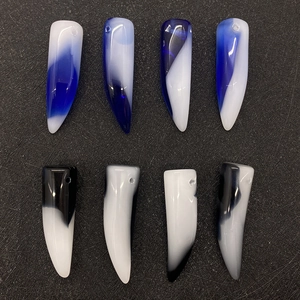 Polished natural agate stone pendants in blue and black swirl patterns for jewelry DIY
