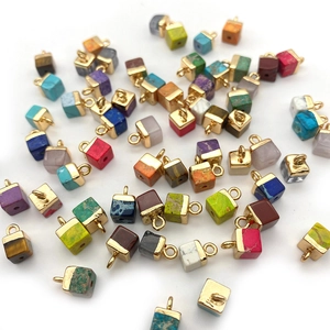 Colgantes de cubos de piedra natural de 5x10mm con cierres dorados para crear joyería DIY