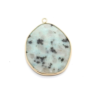 Irregular white turquoise teardrop pendant with gold edge for DIY necklace making
