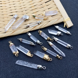Natuurlijke witte kwarts kristallen hanger met dubbele gat connectoren in goud en zilver