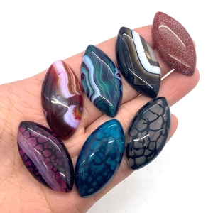 Polished marquise natural dragon vein agate stones in various colors for DIY jewelry
