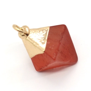 Natural red quartz pyramid pendant with gold loop for DIY necklace making