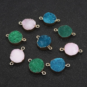 9er-Set runde Druzy-Steinverbinder mit Goldrand für DIY Halsketten Zubehör