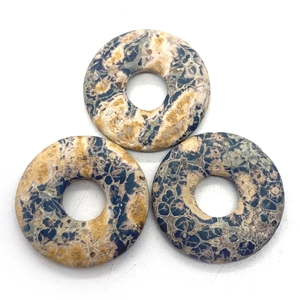 Pendentifs ronds plats en pierre naturelle avec trou de 5mm aux tons bleus