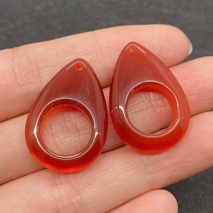 Rote Achat Anhänger in Tropfenform mit Herz-Hohlraum für DIY Halsketten Schmuck