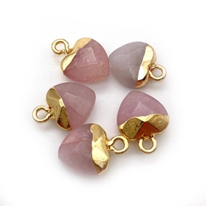 Pink heart-shaped faceted crystal pendants with elegant gold plated metal clasps