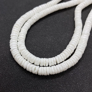 Naturweiße Muschel-Heishi-Perlen 4-6mm flache runde Scheibenperlen für DIY-Schmuckherstellung