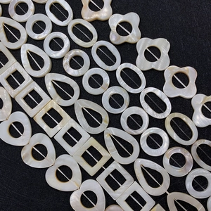 Natural mother of pearl shell beads in oval and heart shapes for DIY jewelry making