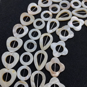 Natural white freshwater shell beads in heart and flower shapes for DIY jewelry making